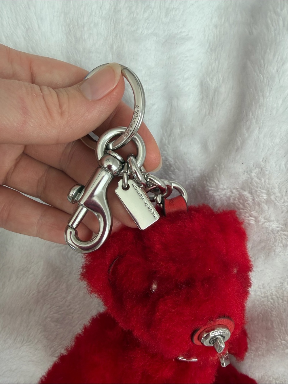 Coach EUC Sherpa Shearling Teddy Keychain Bag Charm - Picture 7 of 7